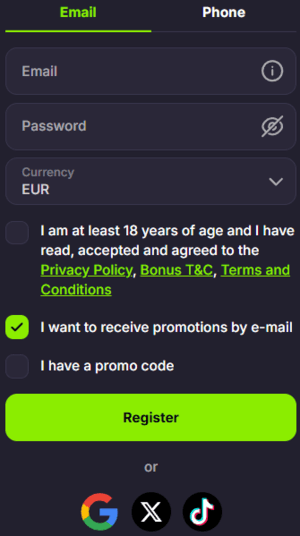 Регистрация в Verde Casino