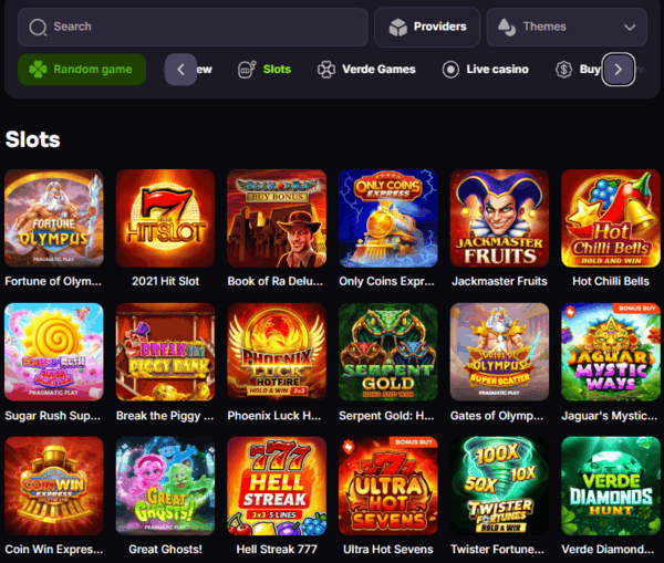 Игровые автоматы в Verde Casino