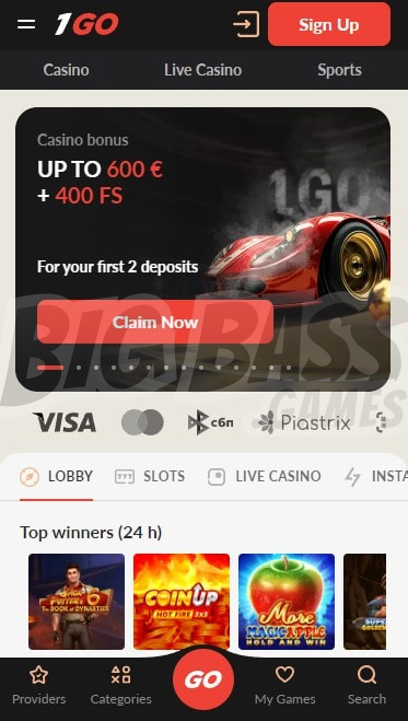 1GO Casino Mobile Version