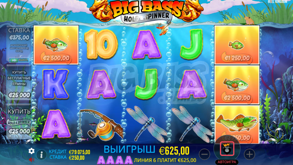 Механика, управление и пользовательский интерфейс в Big Bass Bonanza Hold & Spinner