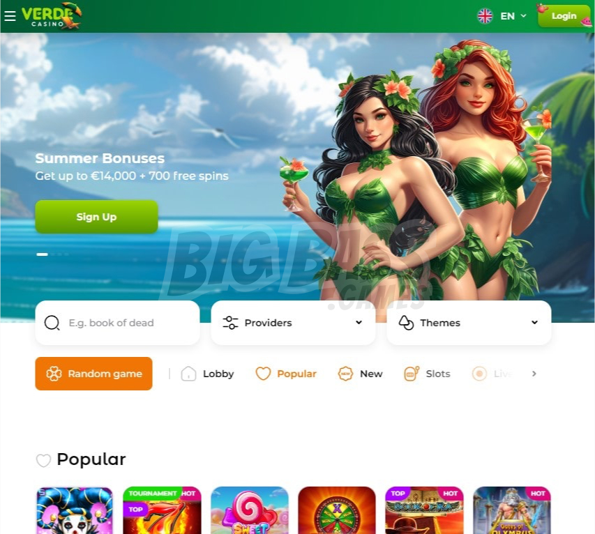 Официальный вебсайт Verde Casino