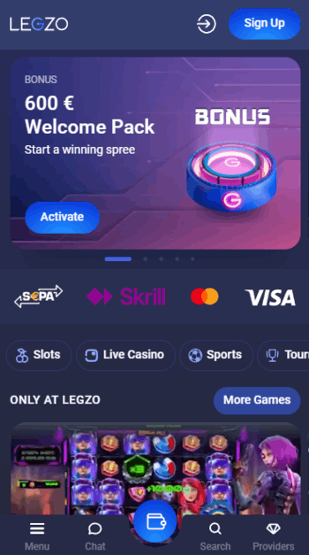Legzo mobile casino