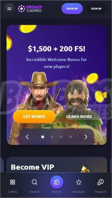 Vegasy mobile casino