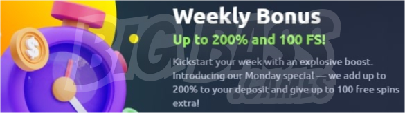 Vegasy Casino Weekly Bonuses