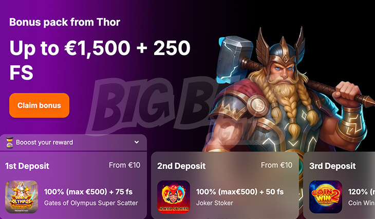 Приветственный пакет от Тора (Thor) - больше депозитных денег!