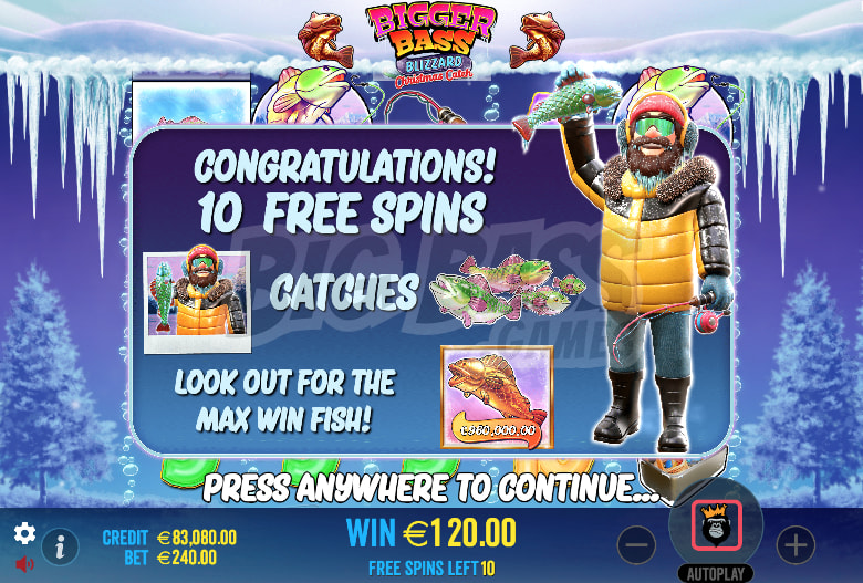 Bonus features in Bigger Bass Blizzard - Christmas Catch online slot