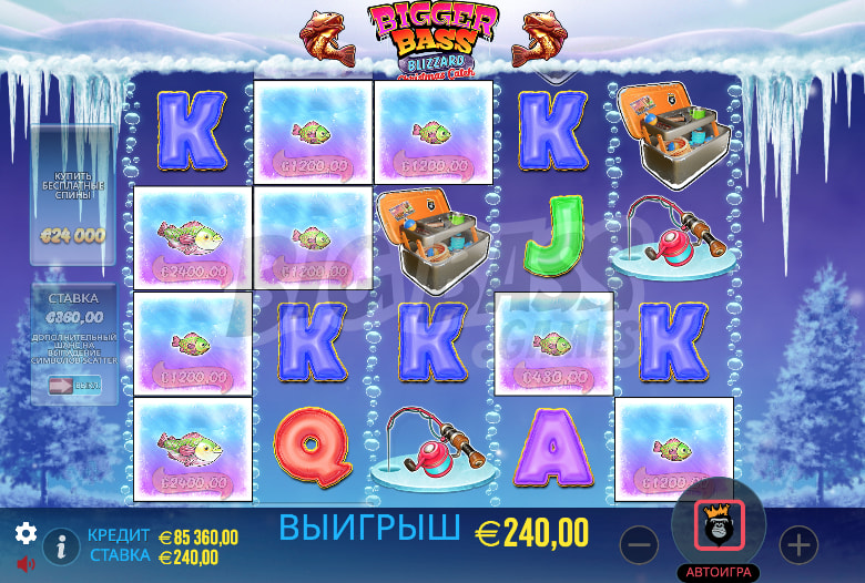 Игровая механика слота Bigger Bass Blizzard — Christmas Catch