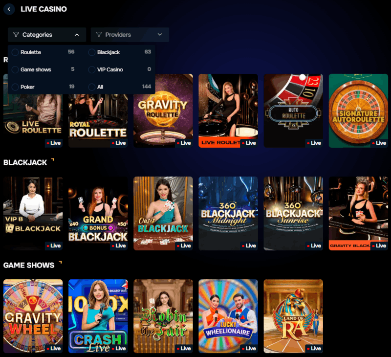 Live Casino Gizbo