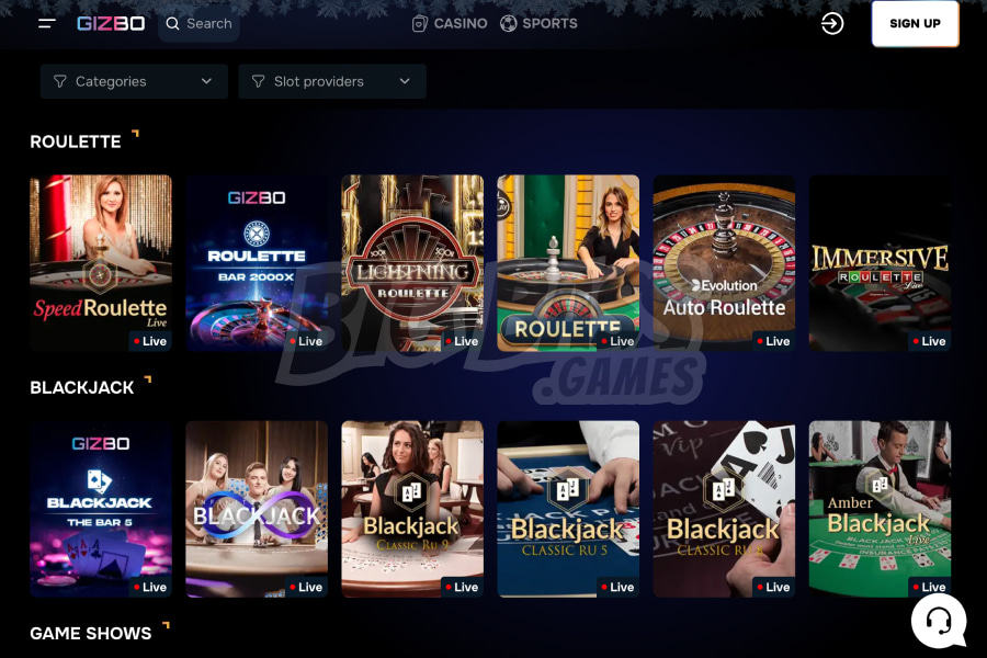 Live Casino Gizbo