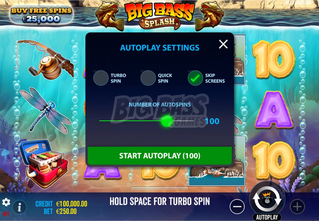 Big Bass Splash game mechanics: Autoplay