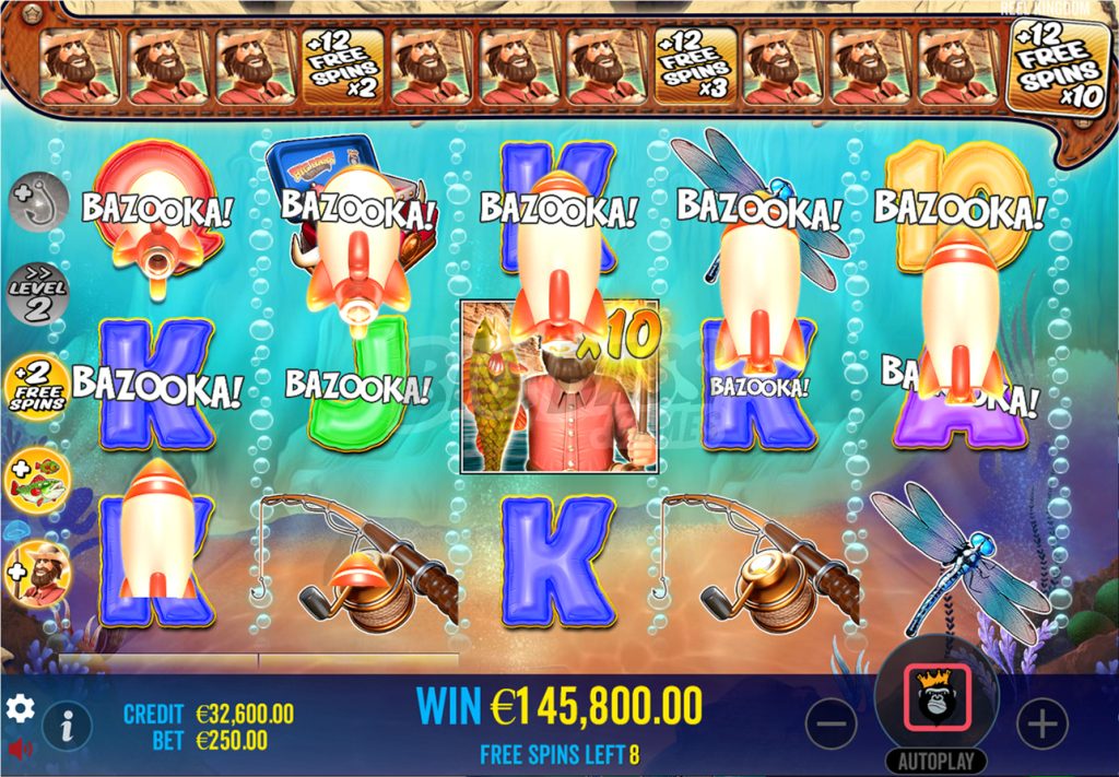 Visual design, animation, and sound effects of the Big Bass Splash online slot