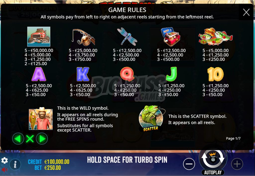 Big Bass Splash game mechanics: Game Rules