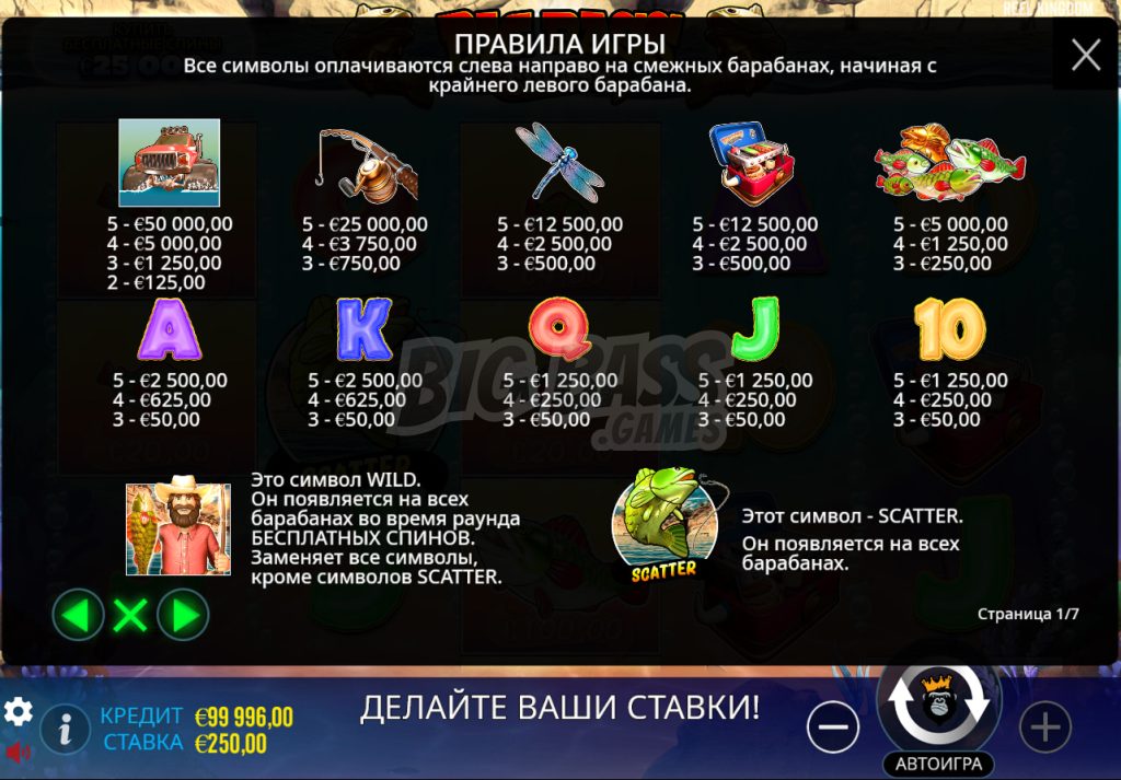 Игровая механика Big Bass Splash: правила