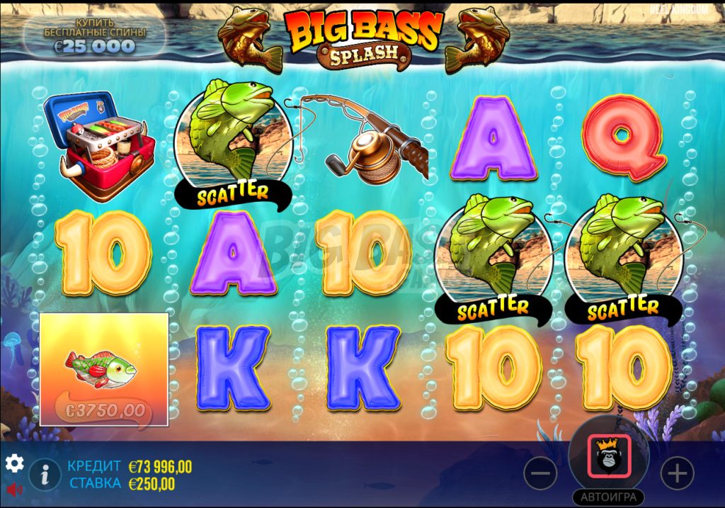 Различные символы в онлайн игре Big Bass Splash