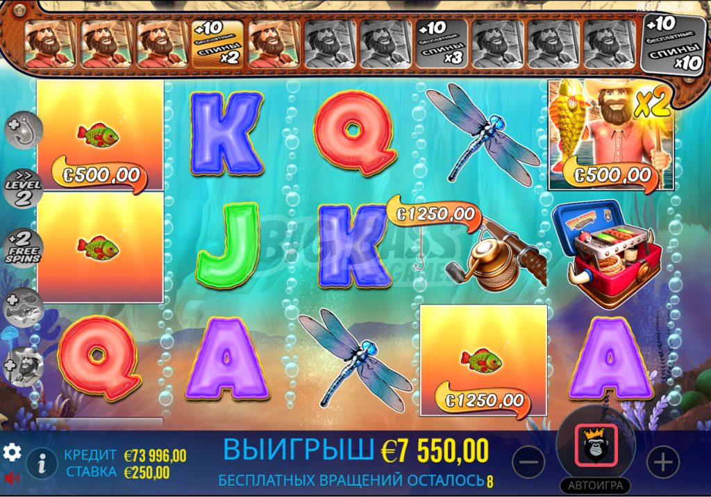 Визуальное оформление, анимация и звуковые эффекты онлайн слота Big Bass Splash
