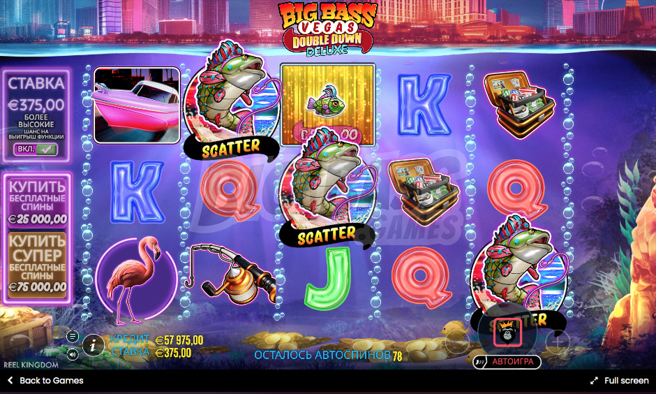 Символы в онлайн игре Big Bass Vegas Double Down Deluxe