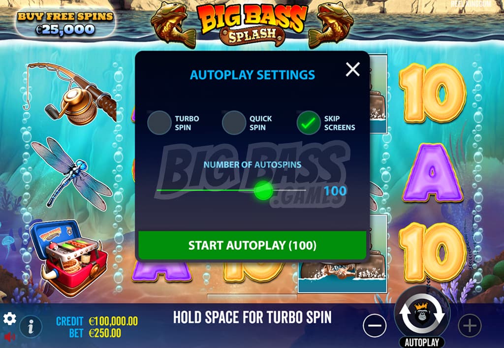 Игровая механика Big Bass Splash: автоигра