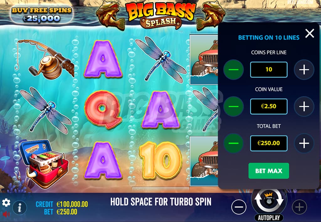 Игровая механика Big Bass Splash: ставки