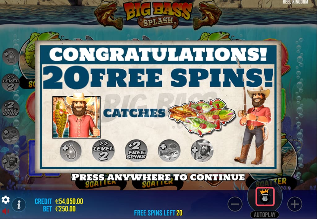 Бонусные функции в онлайн игре Big Bass Splash
