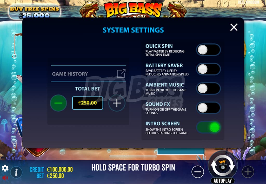 Игровая механика Big Bass Splash: правила